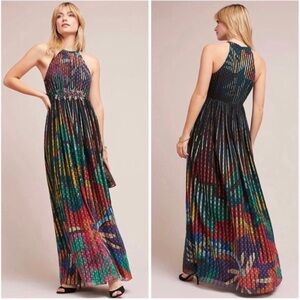 ANTHROPOLOGIE GEISHA DESIGNS KALINKA HALTER MAXI DRESS SIZE 0